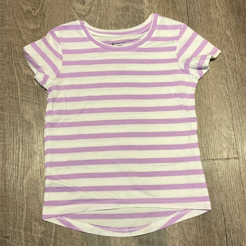 Members mark purple, white stripe T-shirt. Various sizes available.